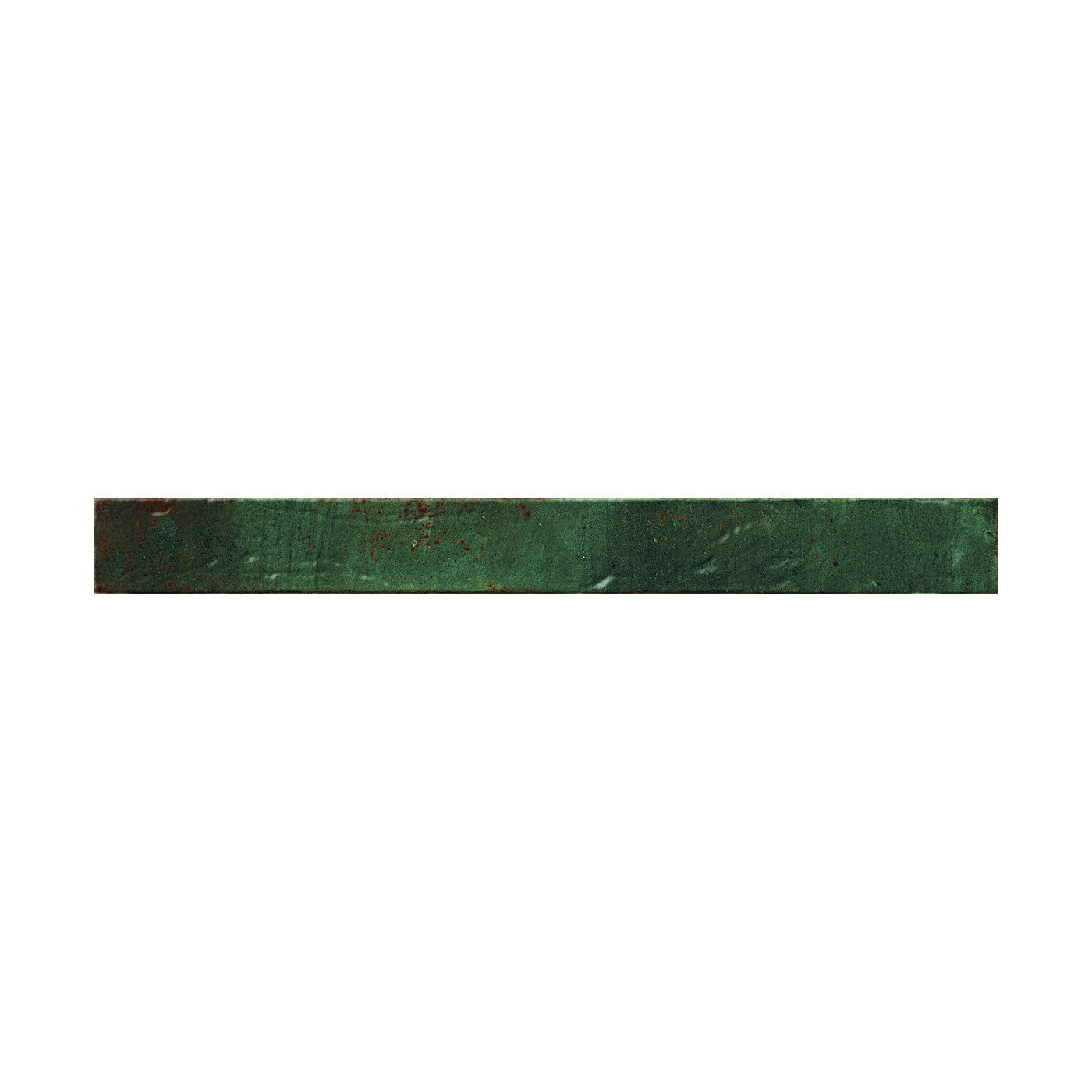 Image of A rectangular tile with a distressed green and brown patina finish, shown horizontally against a plain white background.