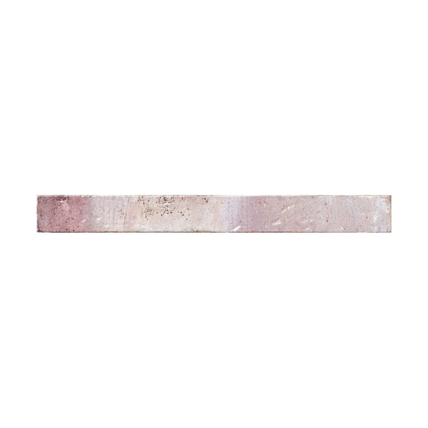 Image of A long, narrow rectangular tile with a distressed, textured finish showing pink tones, presented on a solid white background.