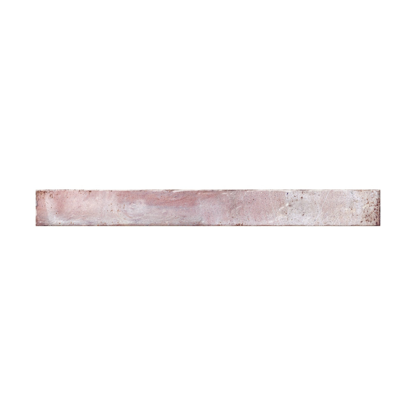 Image of A long, narrow rectangular tile with a distressed, textured finish showing pink tones, presented on a solid white background.