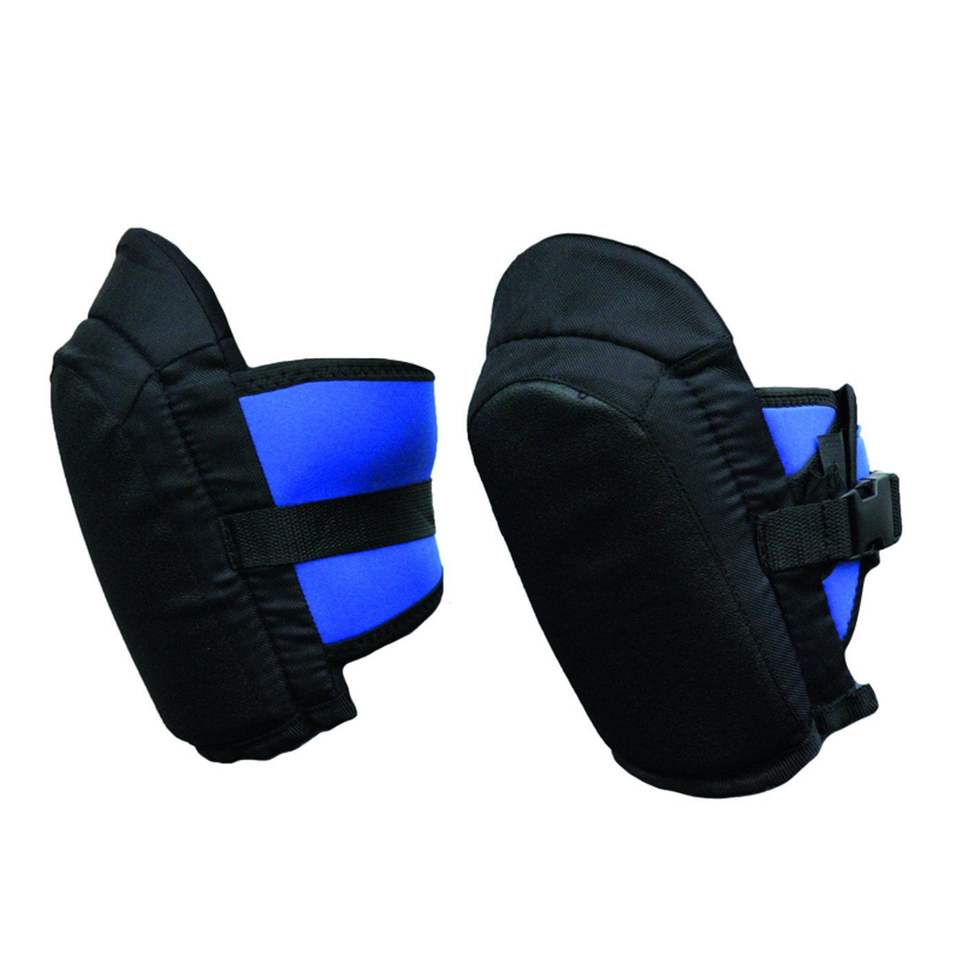 Image of Black knee pads with blue strap