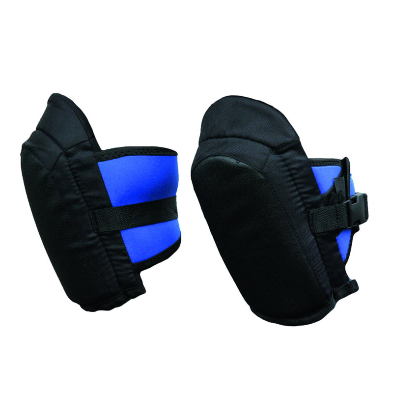 Image of Black knee pads with blue strap