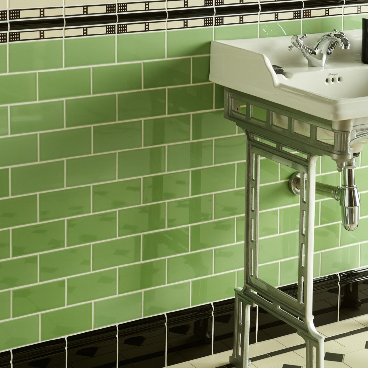 Image of Palm Green Half Tile 15.2x7.5cm-Ceramic wall tile-Original Style-Tile.co.uk