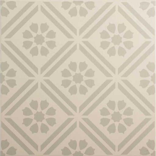 Patterned tile with geometric design on a beige background