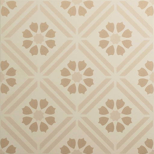 Beige tiles with a geometric pattern on a beige background