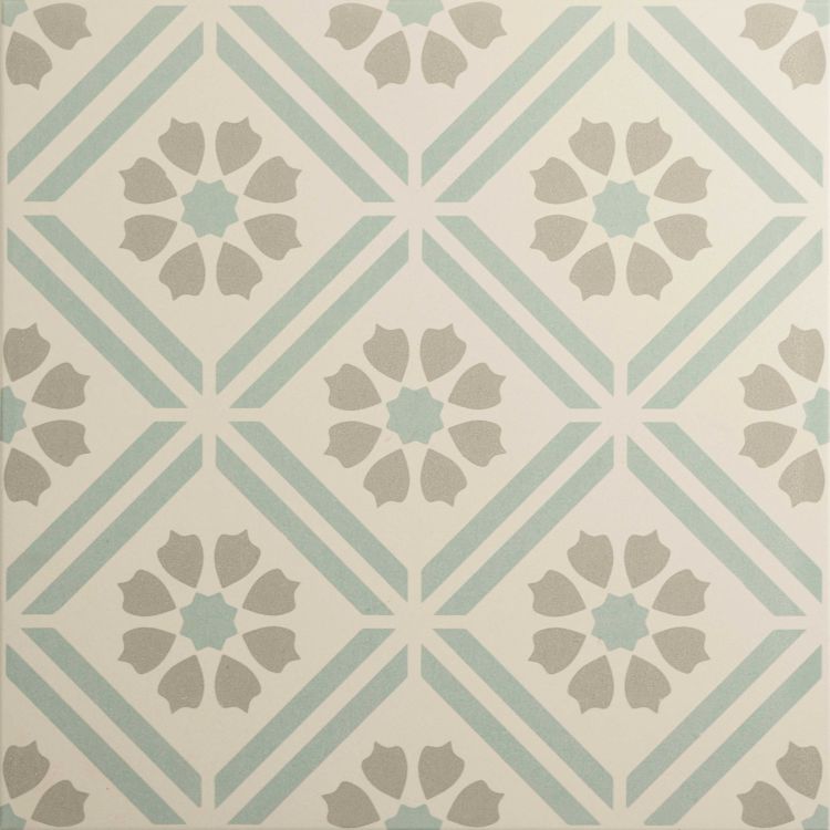 Image of Patterned tile with geometric design on a beige background