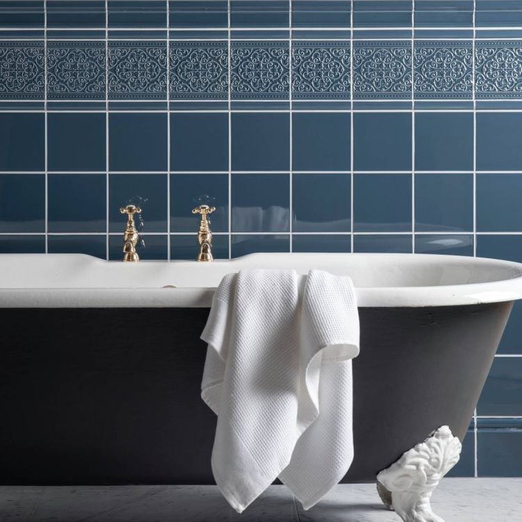 Image of Grosvenor on Ascot Blue Tile 15.2x15.2cm-Ceramic Tiles-Original Style-Tile.co.uk
