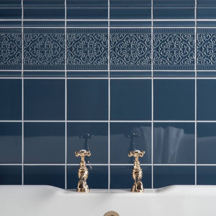 Image of Grosvenor on Ascot Blue Tile 15.2x15.2cm-Ceramic Tiles-Original Style-Tile.co.uk