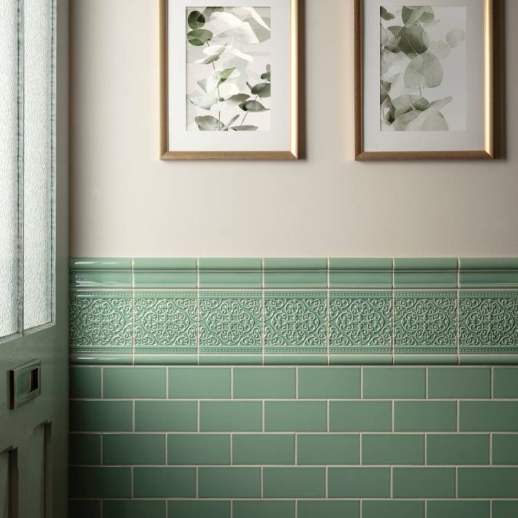 Image of Grosvenor on Jade Breeze Tile 15.2x15.2cm-Ceramic Tiles-Original Style-Tile.co.uk