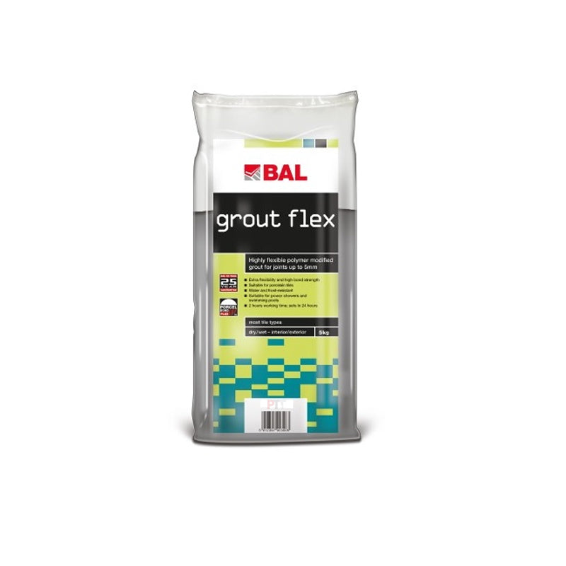 Image of BAL Grout Flex - White Flexible Tile Grout For Walls 5kg-Grout-Bal-Tile.co.uk