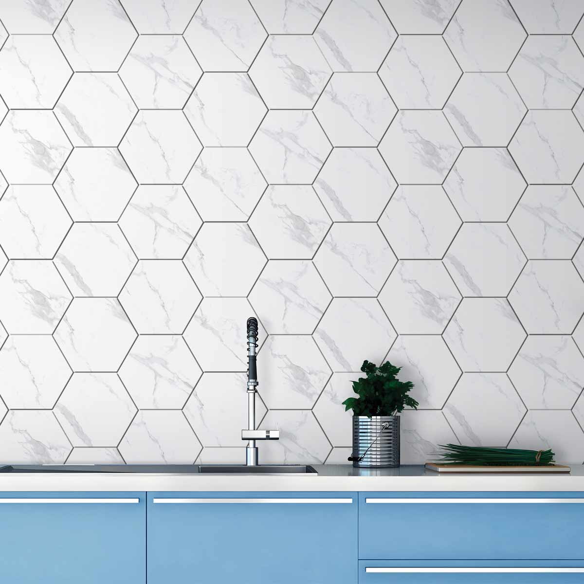 Image of Marble Hex Matt tile 22.5x25.9cm-Hexagon tile-Cerlat-tile.co.uk