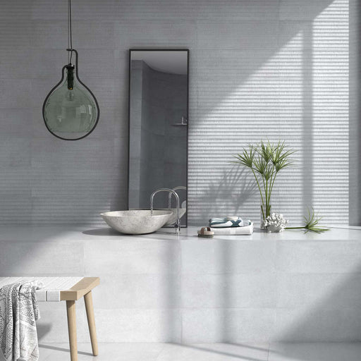 Fluted Grey Decor Wall Tile 30x90cm-Ceramic wall tile-Keros-Tile.co.uk