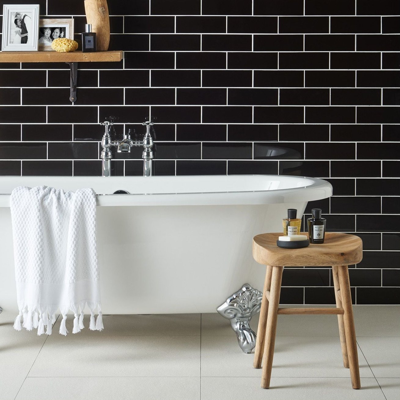Image of Jet Black Large Brick Field Tile 22.8x7.5cm-Ceramic wall tile-Original Style-Tile.co.uk