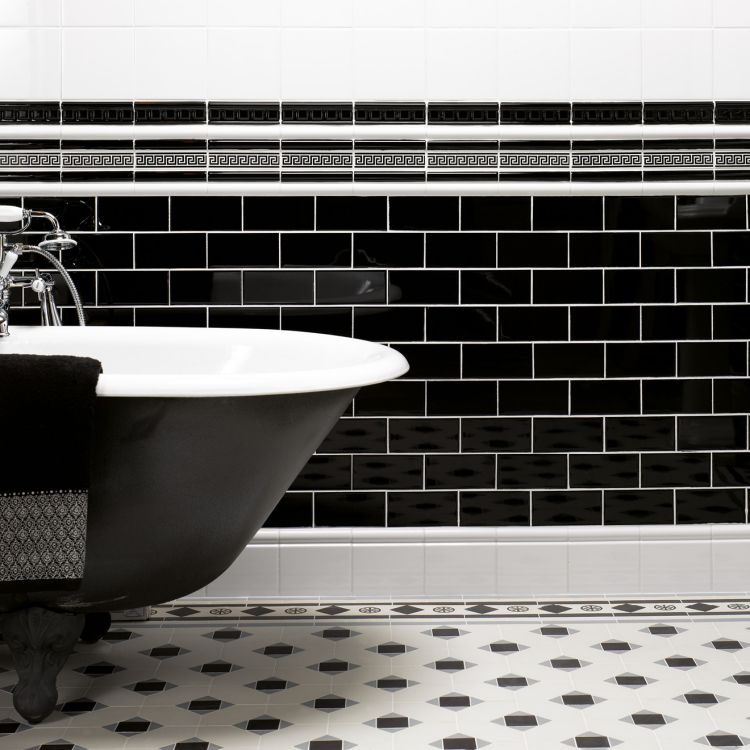 Image of Jet Black Rope Dado 15.2x4cm-Ceramic Tiles-Original Style-Tile.co.uk