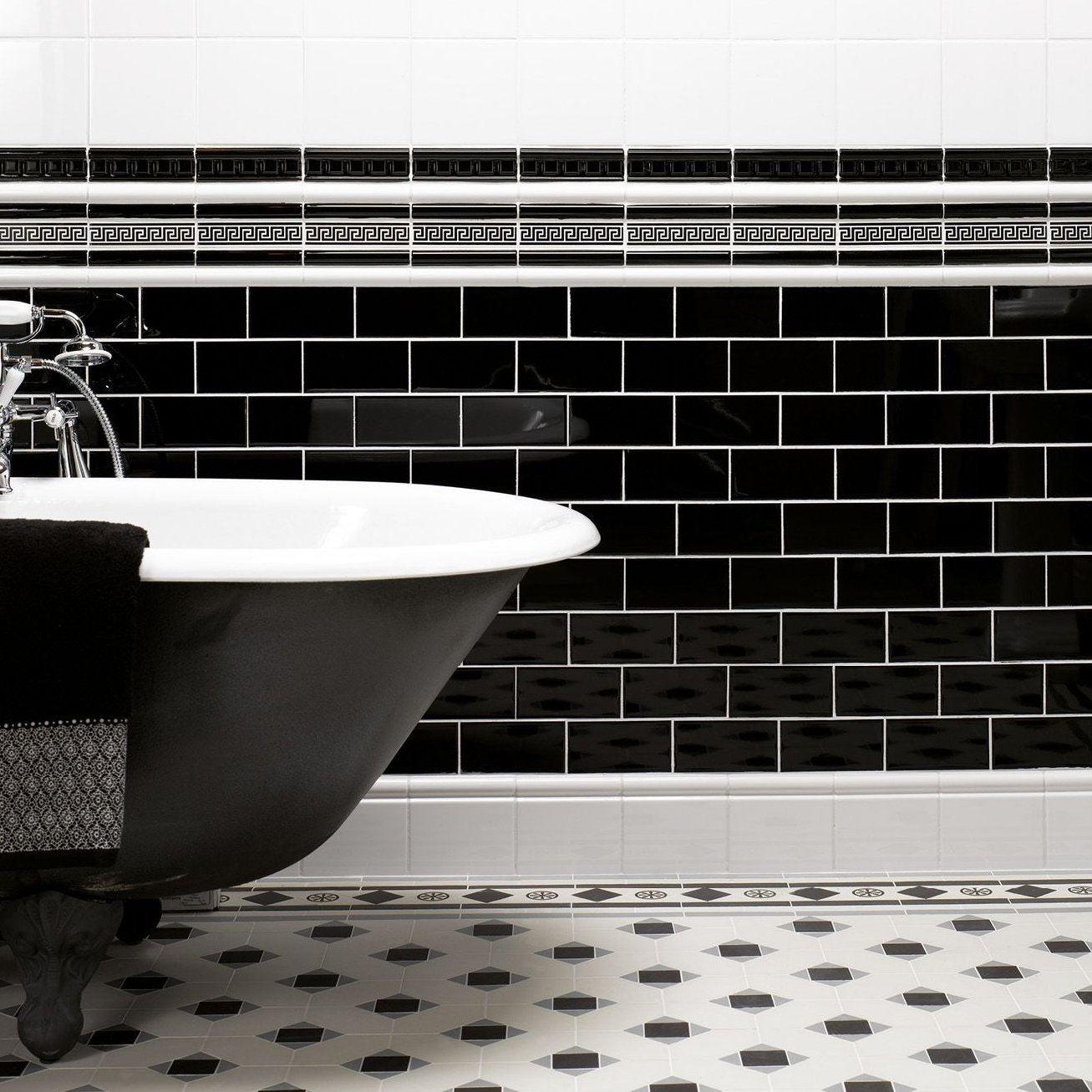 Image of Jet Black Half Tile 15.2x7.5cm-Ceramic wall tile-Original Style-Tile.co.uk