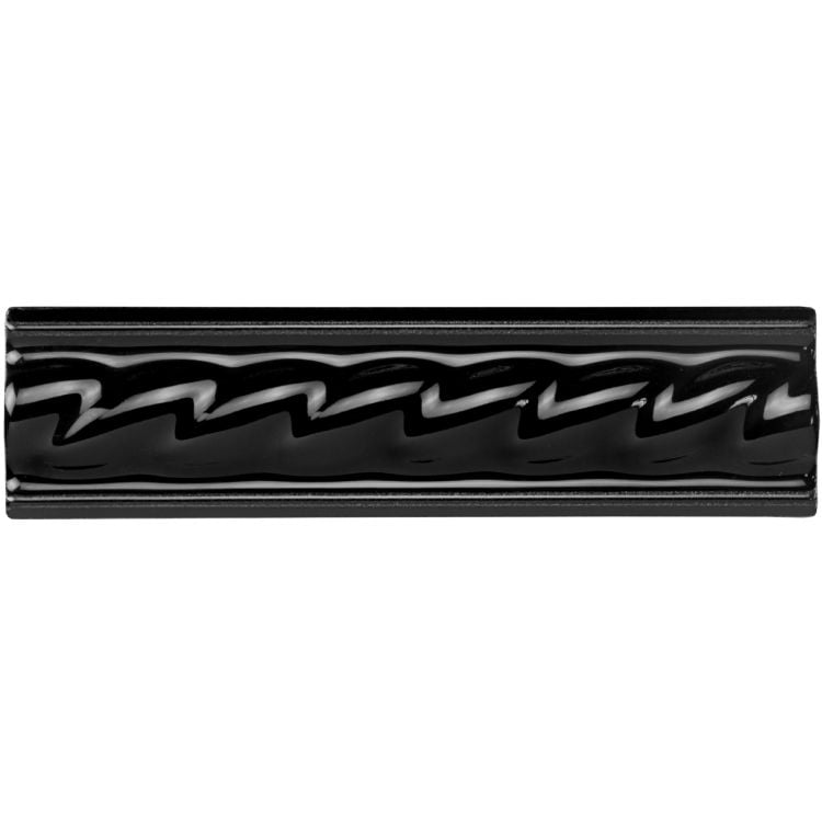 Image of Jet Black Rope Dado 15.2x4cm-Ceramic Tiles-Original Style-Tile.co.uk