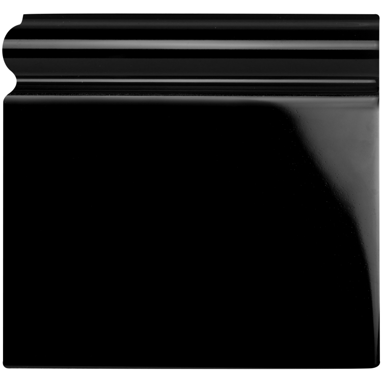 Image of Jet Black Skirting Left Hand Corner Tile 16.7x15.2cm-Ceramic Tiles-Original Style-Tile.co.uk