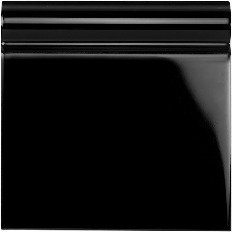 Image of Jet Black Skirting Tile 15.2x15.2cm-Ceramic Tiles-Original Style-Tile.co.uk