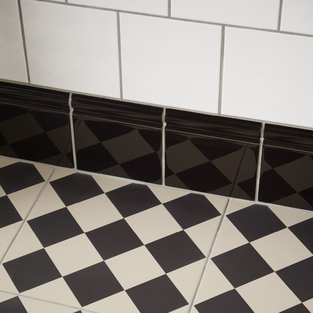 Image of Jet Black Skirting Tile 15.2x15.2cm-Ceramic Tiles-Original Style-Tile.co.uk