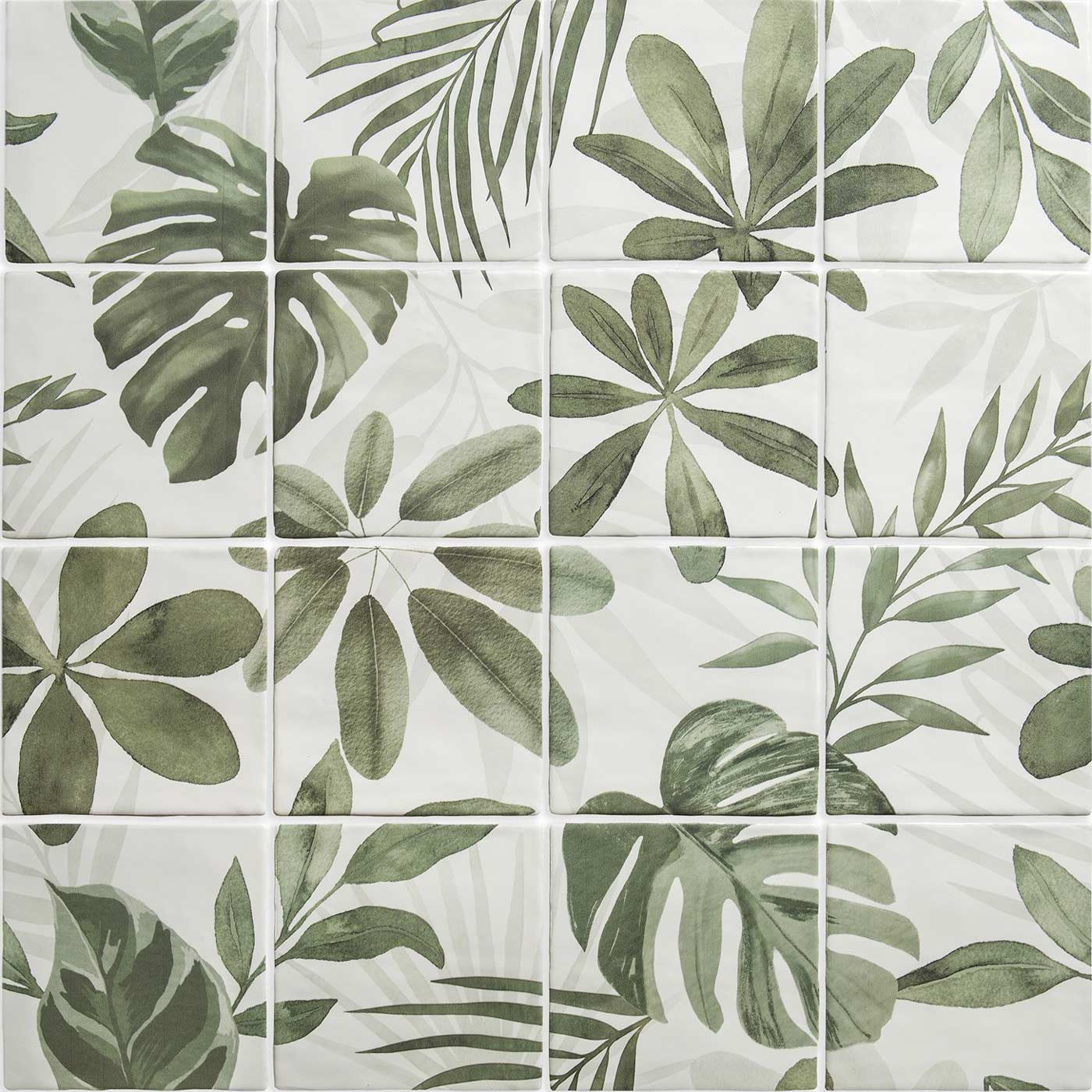 Image of Jungle Grove 16-Tile Panel wall tile 52x52cm-Ceramic wall tile-Original Style-Tile.co.uk