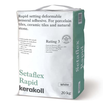 Image of Kerakoll Setaflex Rapid Set S1 White Tile Adhesive 20kg-Adhesive-Kerakoll-Tile.co.uk