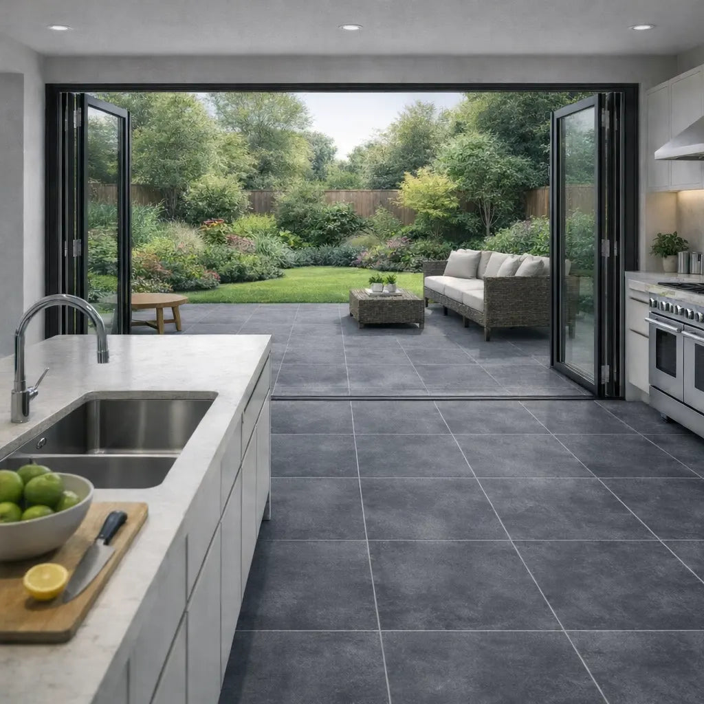 Image of Motion Anthracite Porcelain tile 80x80cm-Large format-Tile Space-Tile.co.uk