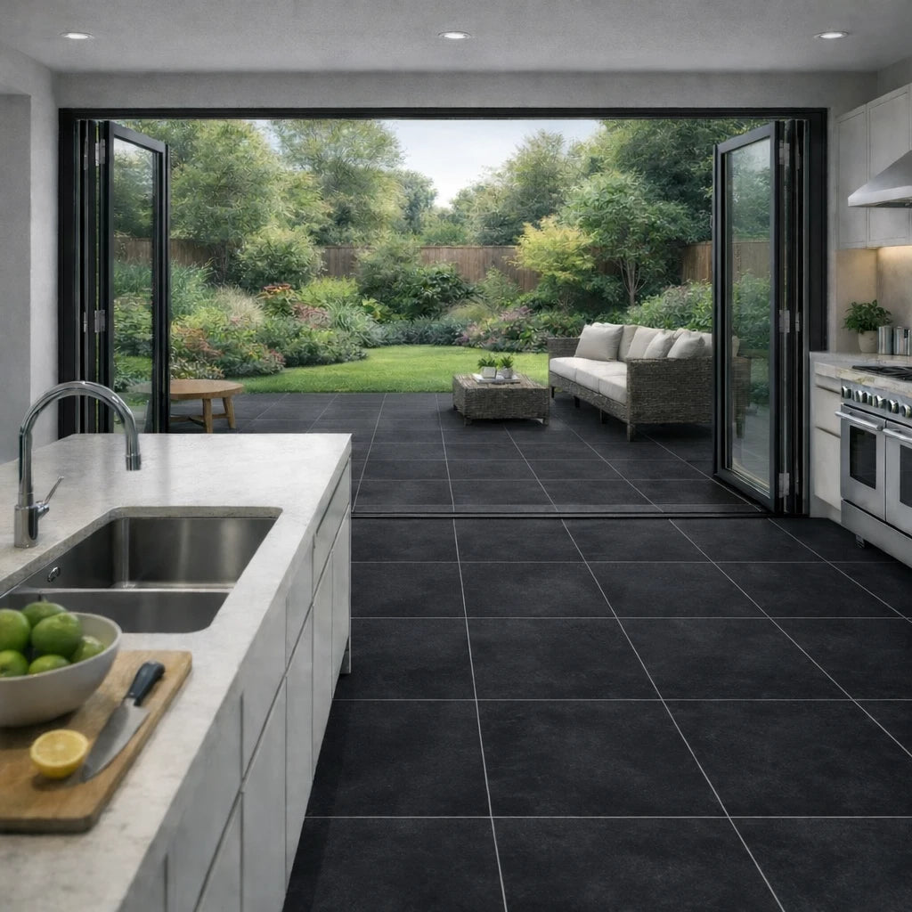 Image of Motion Black Porcelain tile 80x80cm-Large format-Tile Space-Tile.co.uk