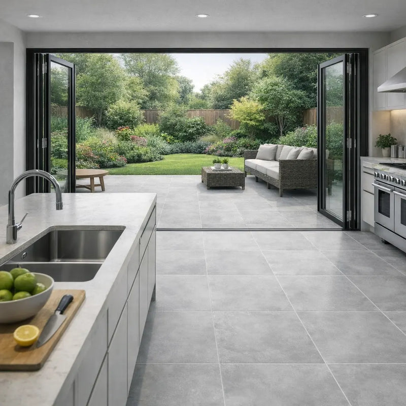 Image of Motion Silver Porcelain tile 80x80cm-Large format-Tile Space-Tile.co.uk