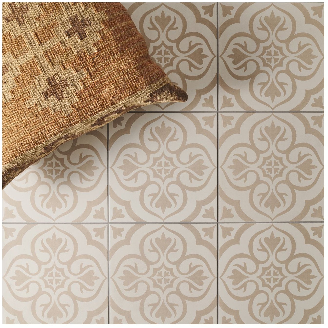 Image of Knightshayes Taupe On Chalk 29.8x29.8cm-Porcelain tile-Original Style-Tile.co.uk