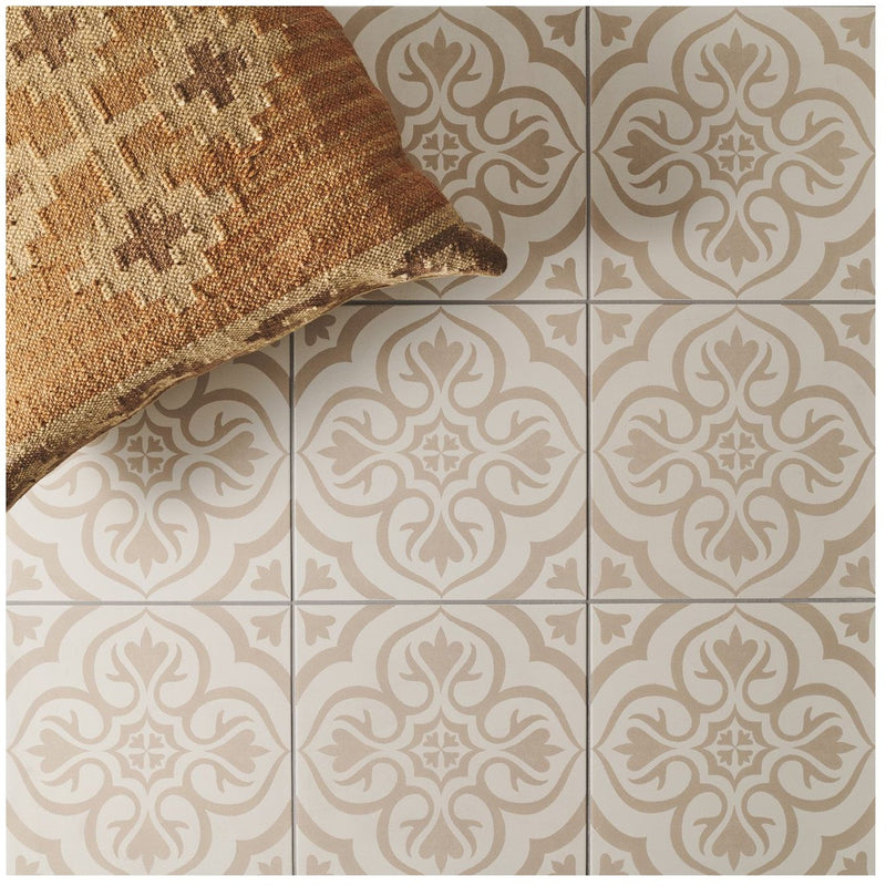 Image of Knightshayes Taupe On Chalk 29.8x29.8cm-Porcelain tile-Original Style-Tile.co.uk
