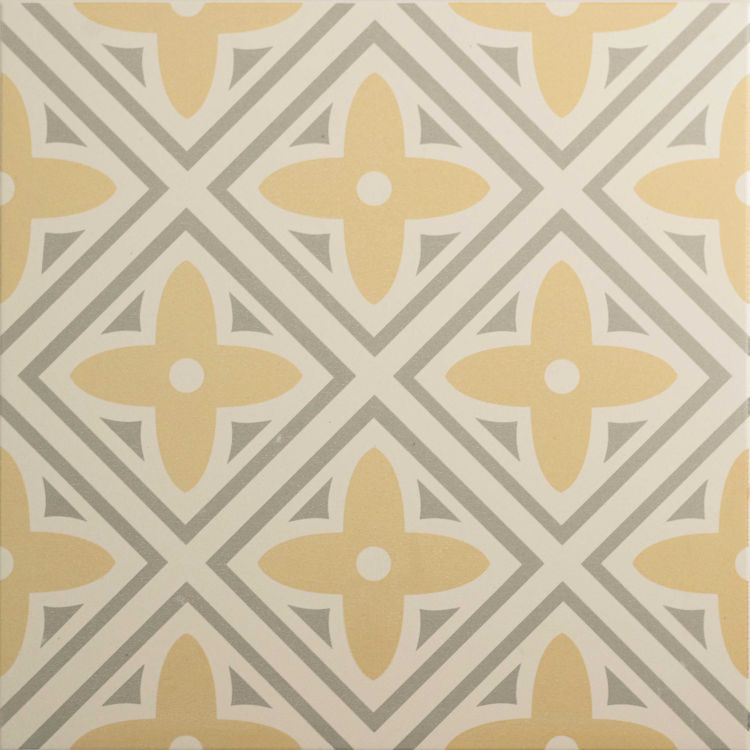 Image of Patterned tile with yellow and gray design