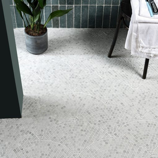 Image of Long Island Marble Honed Fan Mosaic 43.2 x 25 x 1.0cm-Ca Pietra-Tile.co.uk