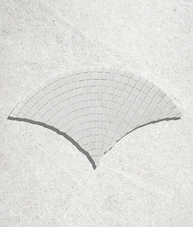 Image of Long Island Marble Honed Fan Mosaic - Swatch Sample - Delivered separately by Ca Pietra-sample-sample-Tile.co.uk