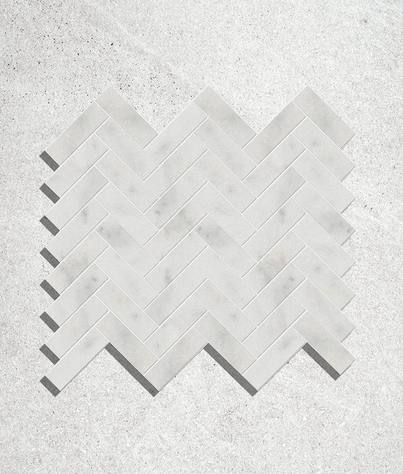 Image of Long Island Marble Herringbone Mosaic - Swatch Sample - Delivered separately by Ca Pietra-sample-sample-Tile.co.uk