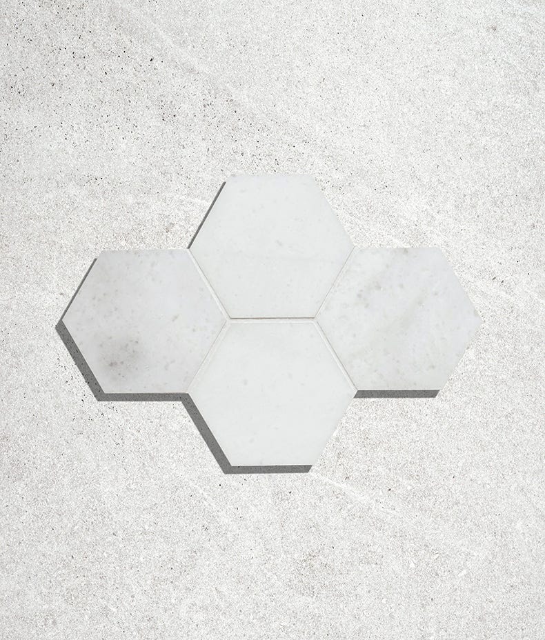 Image of Long Island Marble Honed Large Hexagon 22.5 x 37 x 1.0cm-Ca Pietra-Tile.co.uk