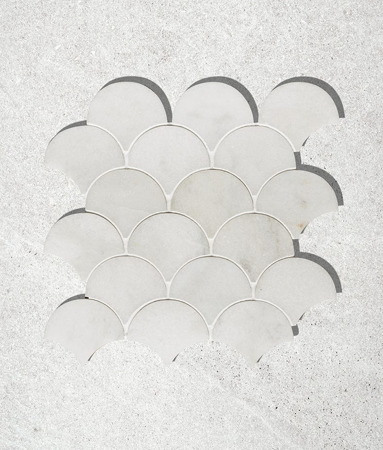 Image of Long Island Marble Honed Scallop 27 x 27 x 1.0cm-Ca Pietra-Tile.co.uk