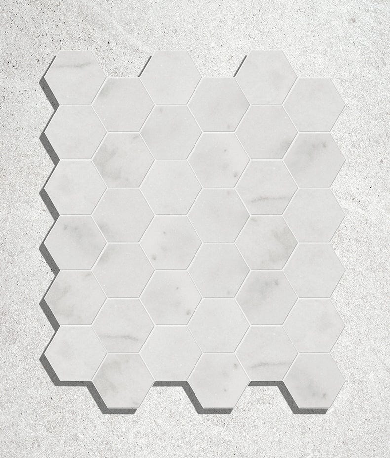 Image of Long Island Marble Small Hexagon Mosaic 26 x 30.5 x 1.0cm-Ca Pietra-Tile.co.uk