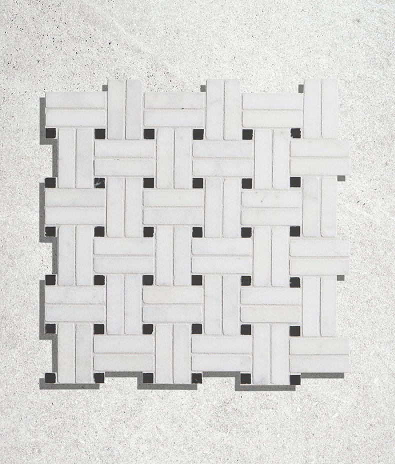 Image of Long Island Marble Honed Wicker Mosaic - Swatch Sample - Delivered separately by Ca Pietra-sample-sample-Tile.co.uk