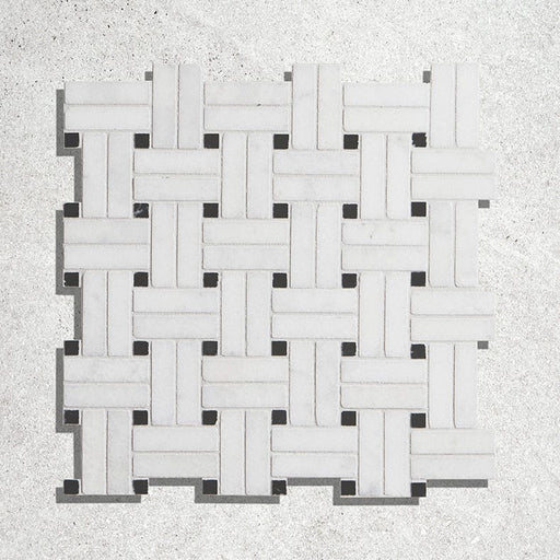 Long Island Marble Honed Wicker Mosaic 28.6 x 28.6 x 1.0cm-Ca Pietra-Tile.co.uk