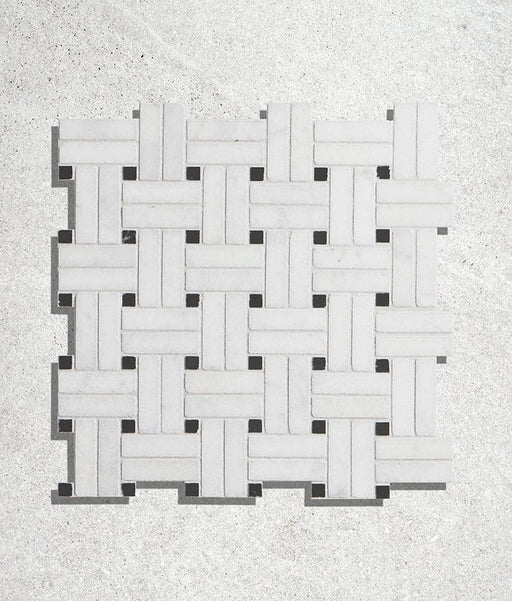 Long Island Marble Honed Wicker Mosaic 28.6 x 28.6 x 1.0cm-Ca Pietra-Tile.co.uk