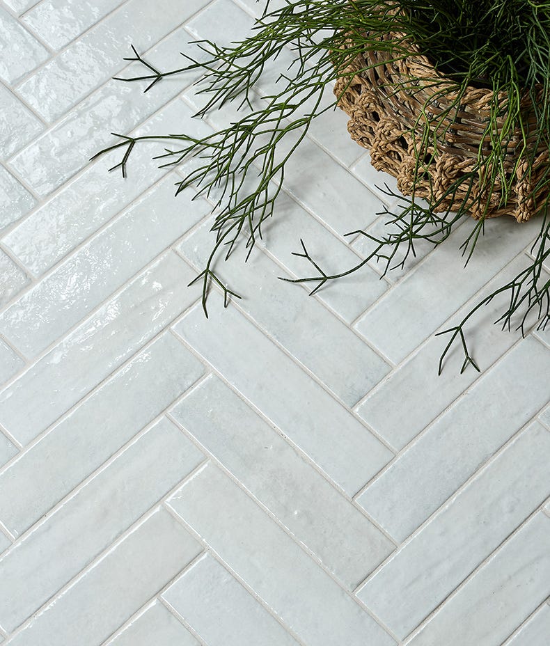 Image of Marlborough Porcelain Parquet Cotton White Gloss - 7 x 28 x 0.85cm-Ca Pietra-Tile.co.uk