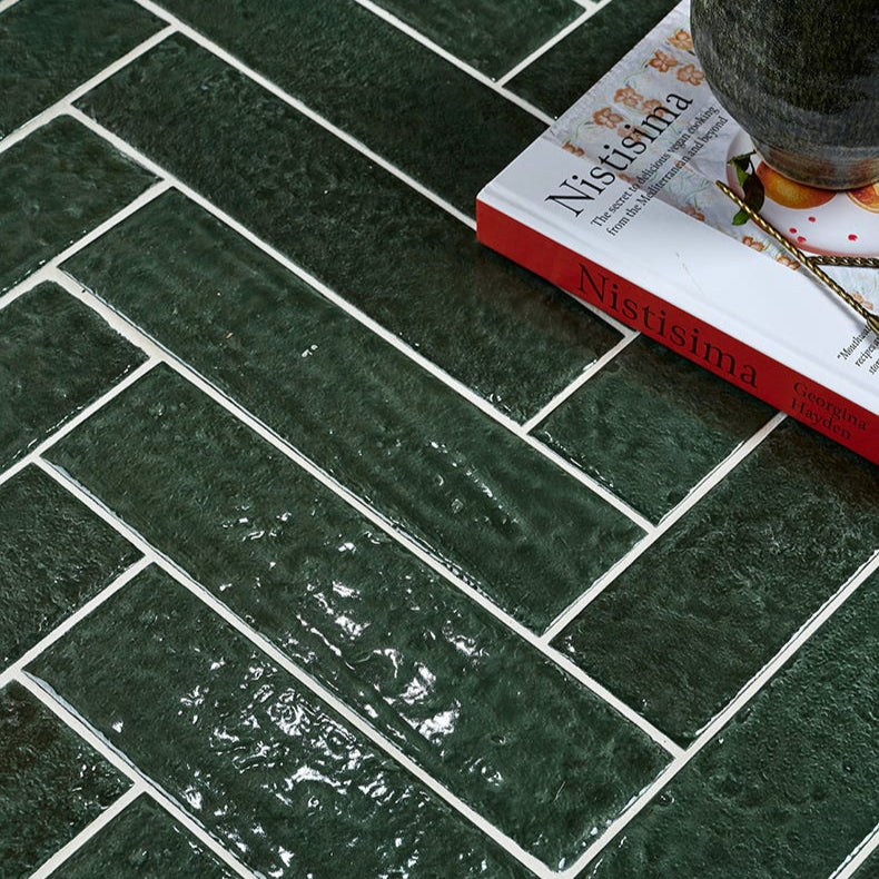 Image of Marlborough Porcelain Parquet Forest Green Gloss - 7 x 28 x 0.85cm-Ca Pietra-Tile.co.uk