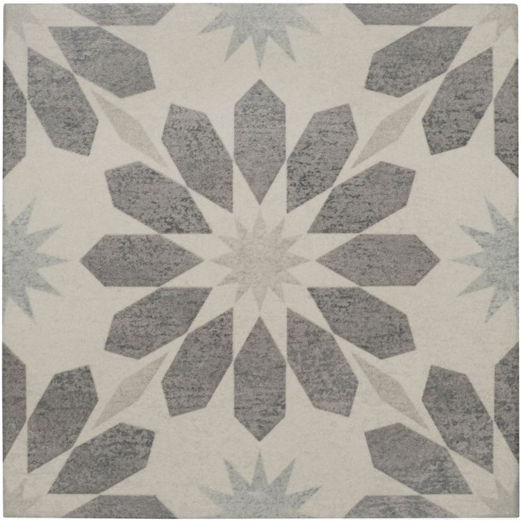 Image of Geometric patterned rug with star design on a beige background
