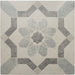 Square tile featuring a geometric star‑inspired pattern in soft grey and muted blue tones