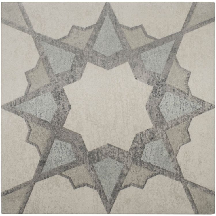 Image of Geometric patterned tile with star design on a beige background