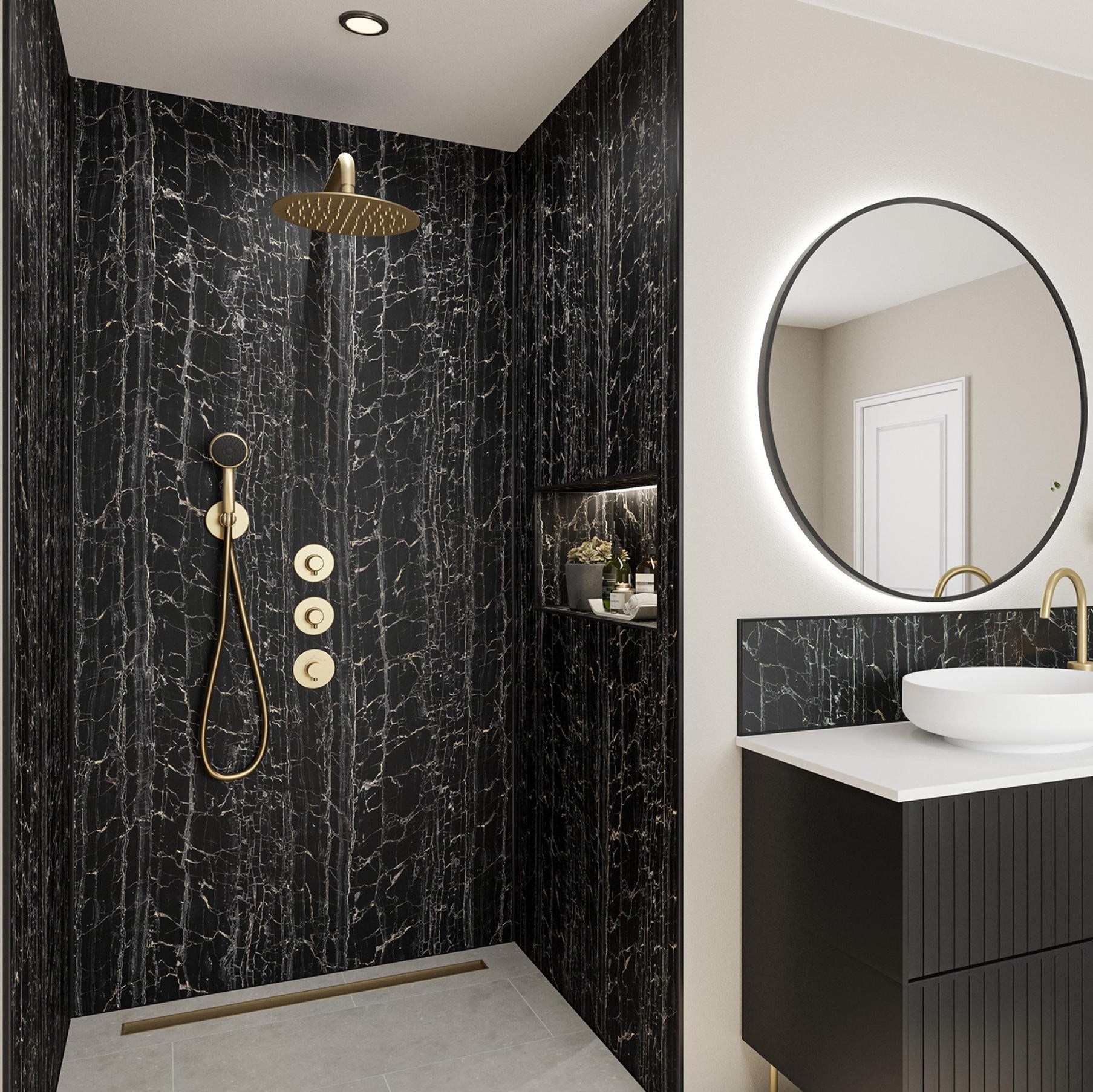 Image of Nero Portoro Alloy Wall Panel-Wall panel-Wetwall-Tile.co.uk