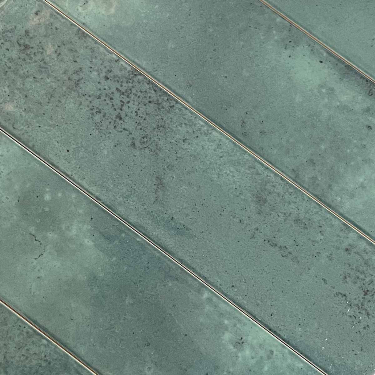 Image of Nissel Emerald Brick Tile 7.5x30cm-Ceramic wall tile-Mayolica-tile.co.uk