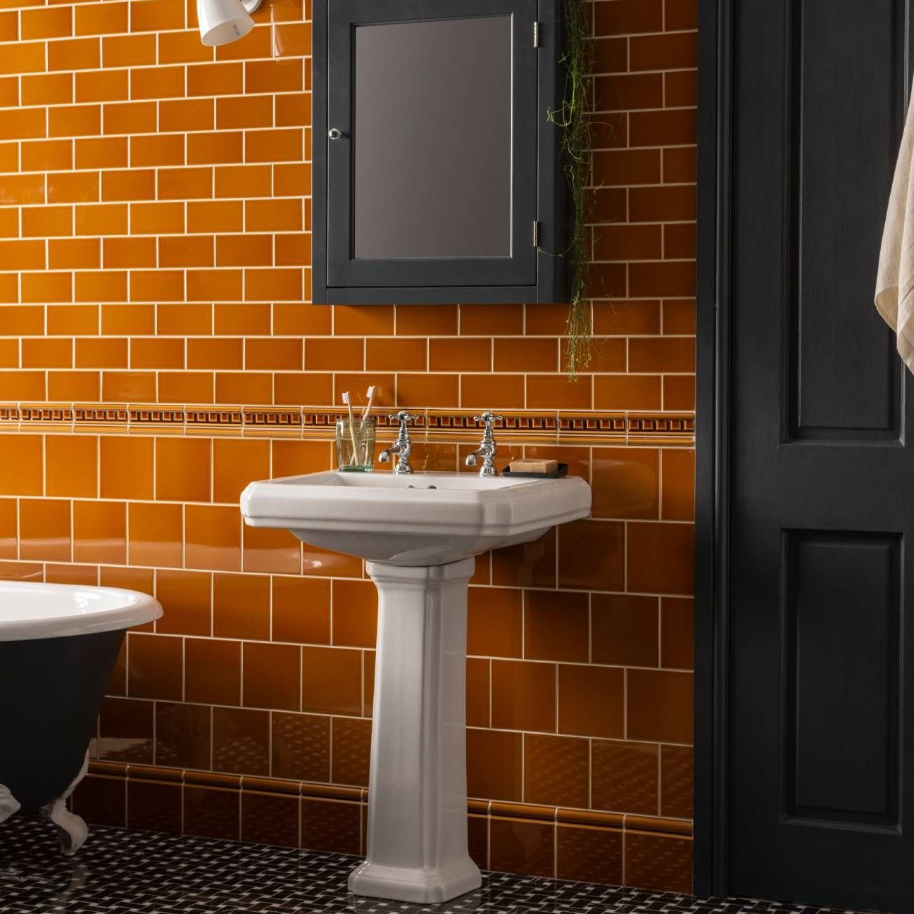 Image of Ochre Half Tile 15.2x7.5cm-Ceramic wall tile-Original Style-Tile.co.uk
