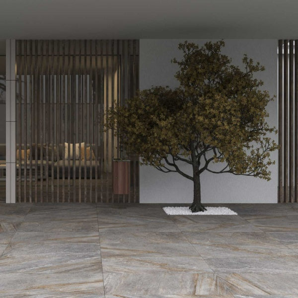 Image of Modern interior with a tree and decorative elements