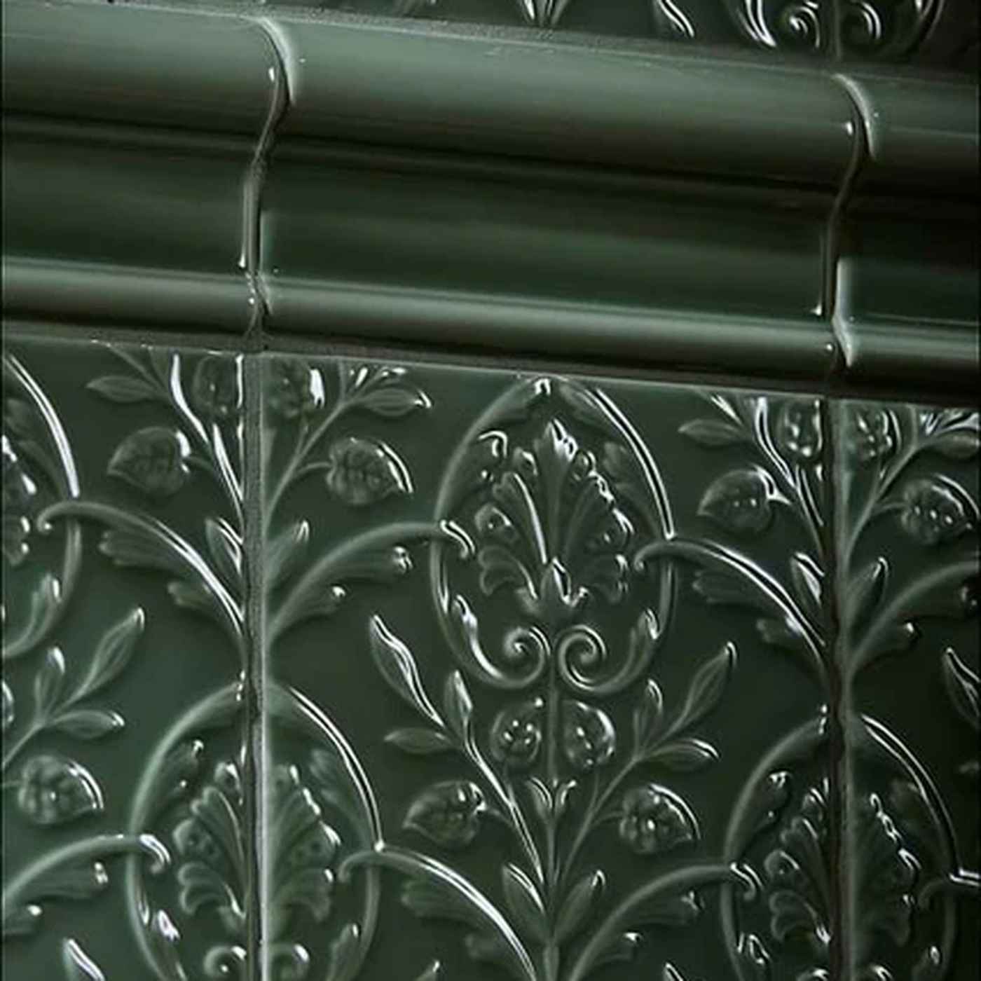 Image of Decorative green tiles with floral patterns