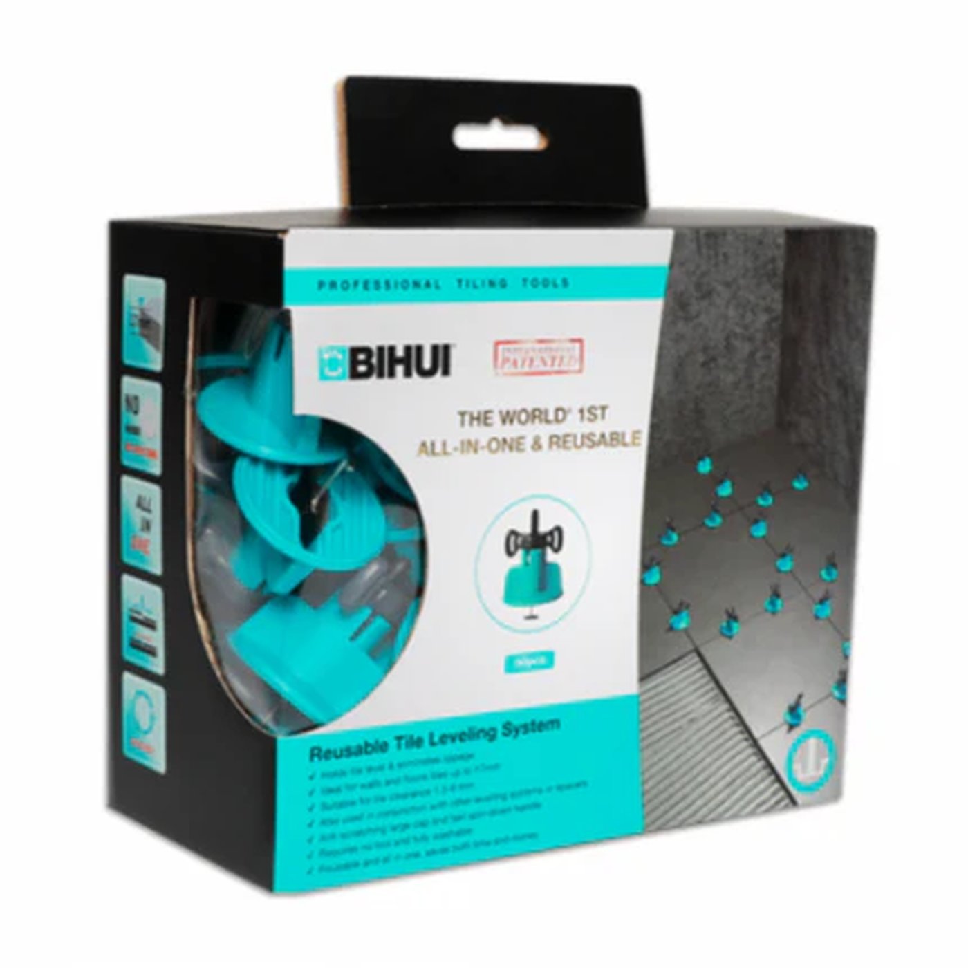 Image of Tile leveling system packaging with BIHUI branding on a white background